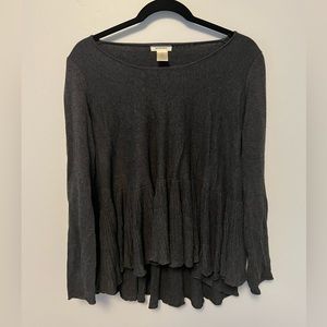 Gray ruffle long sleeve sweater